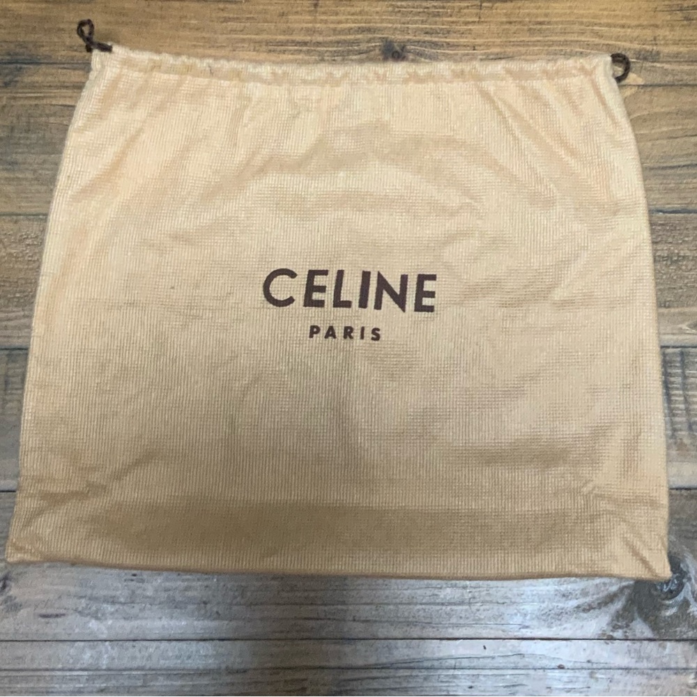 Celine Beige Logo Drawstring Dust Pouch
